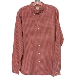 J.Crew Mens Medium Button Down Red Blue Gingham Long Sleeve Cotton Shirt